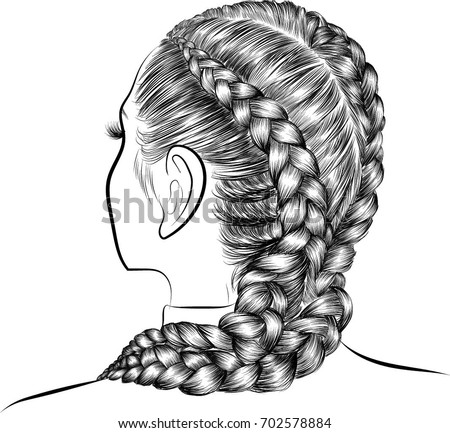 Handdrawn Beauty Woman Luxurious Long Hairstyle Stock Vector 702578884 ...