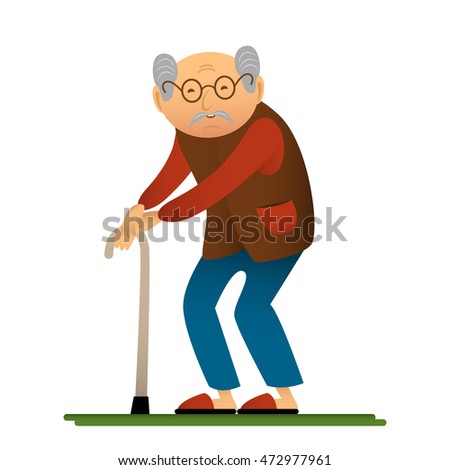 Funny Illustration Old Man Cane Cartoon Stock Vector 472977961 