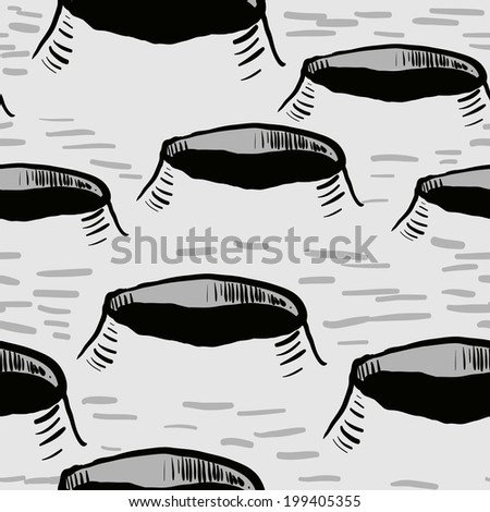 Seamless Vector Pattern With Hole Moon Landscape Texture Sketch Background Seamless Vector Pattern With Hole Moon Landscape Texture Sketch Background