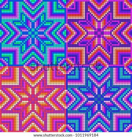 Mexican Pattern Inspired By Huichol Art Stock Vector 1011969184 ...