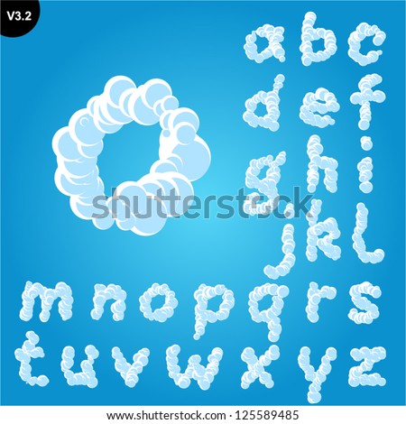 Vector White Clouds Alphabet On Blue Stock Vector 78219583 - Shutterstock