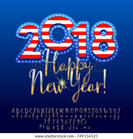 Vector Happy New Year 2018 Greeting Stock Vector 749156521 - Shutterstock