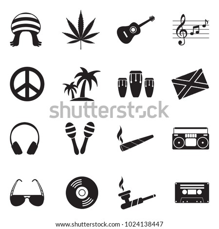 Reggae Icons Black Flat Design Vector Stock Vector 1024138447 ...