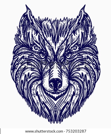 wolf tattoo native american style tshirt stock vector 753203287 wolf tattoo native american style tshirt stock vector 753203287
