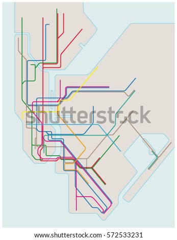 colored subway vector map of New York City