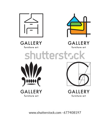 Logos Gallery Furniture Set Vector de stock (libre de regalías