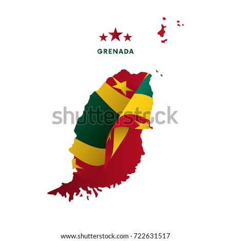 Grenada Map Waving Flag Vector Illustration Stock Vector 722631517 ...