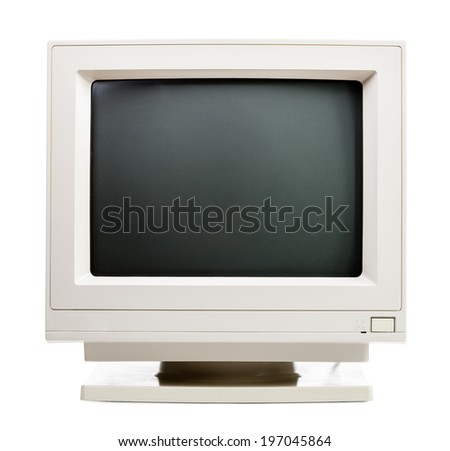 Vintage CRT Computer Monitor On White Stock Photo (Edit ...