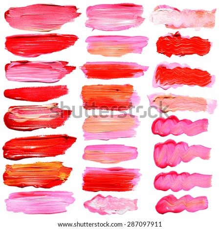 Set of cosmetic texture round stains isolated on white. Vector oil paint texture. Make up colors.