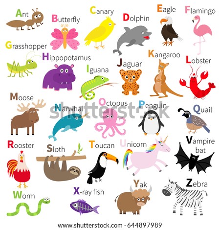 Animal Alphabet Vector Set Stock Vector 281964035 - Shutterstock