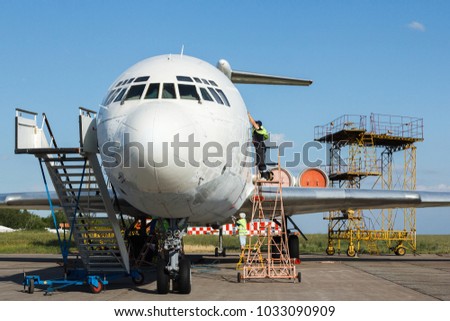 aircraft repair at the airport