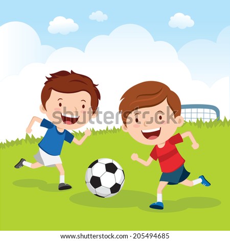 Vector Illustration Kid Playing Soccer Playground Stock Vector ...