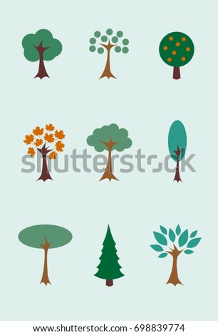 Modern Tree Icon Illustrations 1 Stock Vector (Royalty Free) 698839774