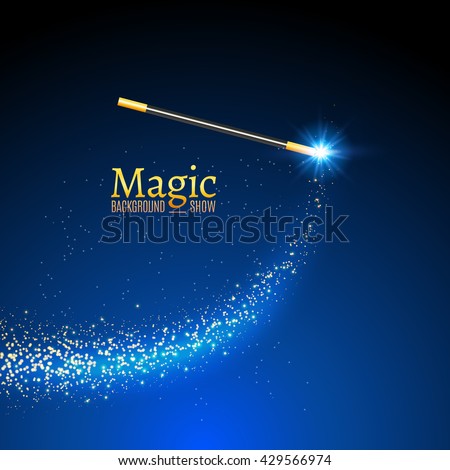 stock vector magic wand vector background miracle magician wand magical stick with sparkle magic lights xmas 429566974