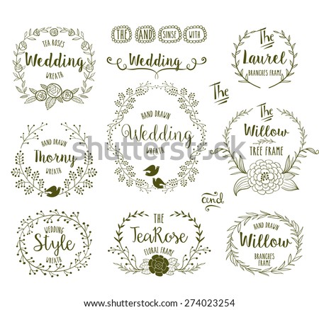 Hand Drawn Floral Frames Rustic Style 274023254 Hand Drawn Floral Frames Rustic Style 274023254