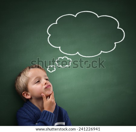 Child Thinking Thought Bubble On Blackboard Stock Photo 241226941 ...