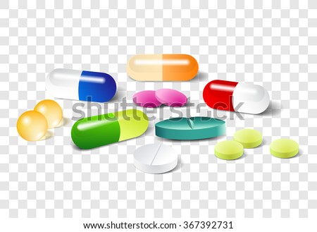 Different Pills On Transparent Background Vector Stock Vector 367392731