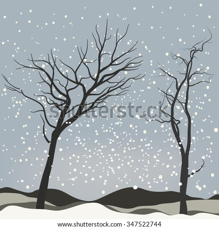 Vector Winter Scene Forest Background Fantasy Stock Vector 347522744