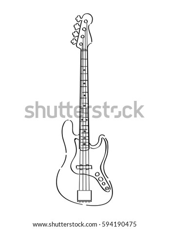 Vector Illustration Bass Guitar Contour Eps Stock Vector 331007057