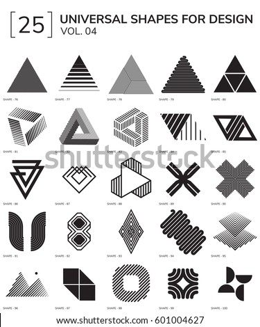 set 25 universal geometric shapes design stock vector set 25 universal geometric shapes design stock vector