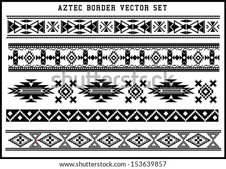 Aztec Borders Vector Set Black White Stock Vector 153639857 - Shutterstock