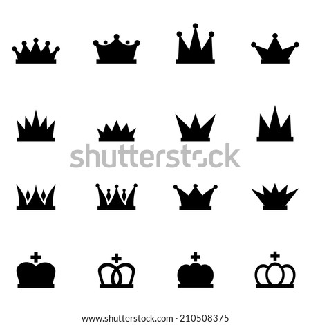 Black Crown Icons Set On White Stock Vector 150600443 - Shutterstock