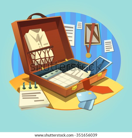 Business Concept Set Retro Cartoon Office Stock Illustration 494903854 ...