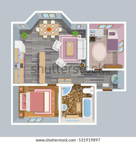 Architectural Flat Plan  Top  View  Living Stock Vector  