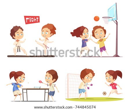 karate vector table Design 2x2 Concept Flat Sport 744845074 Vector Kids Stock