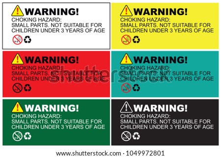 Warning Sticker CHOKING HAZARD Small Parts Stock Vector 1049972801 ...