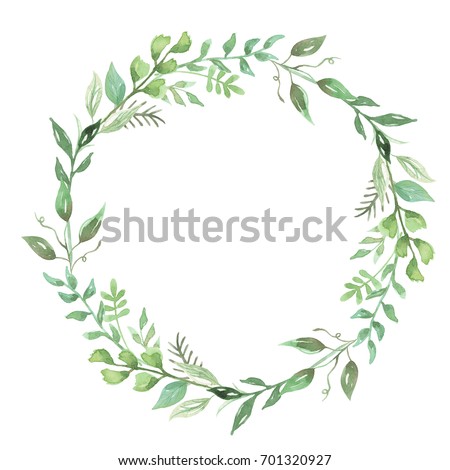 watercolor leaves wreath hand painted leaf stock illustration