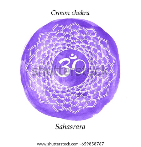 seventh crown chakra sahasrara on purple stock illustration
