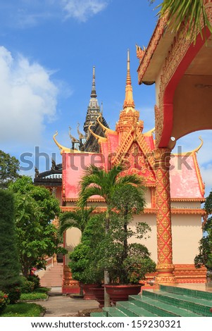 Thai temple named Xiem Can in Mekong delta Vietnam