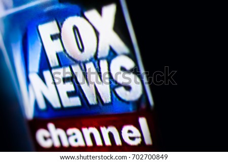 Chisinau, Moldova - August 24, 2017. Photo of FOX NEWS chanel on a tv monitor screen. Fox News is an American basic cable and satellite television news channel.