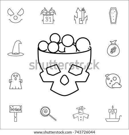 Halloween Skull Bucket Filled Sweets Candy Stock Vector Halloween Skull Bucket Filled Sweets Candy Stock Vector