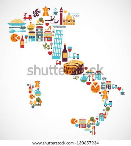 Italy Map Vector Icons Stock Vector 130657934 - Shutterstock