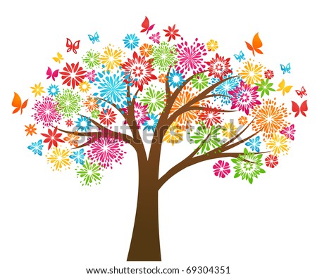 Flower Tree Stock Vector 69304351 - Shutterstock