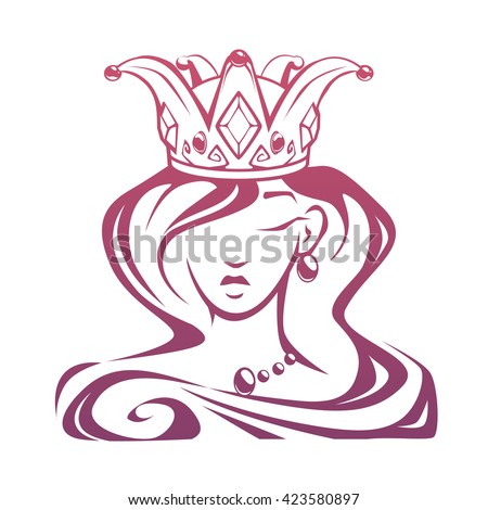 Outline Beautiful Queen Portrait Vector Princess Stock 