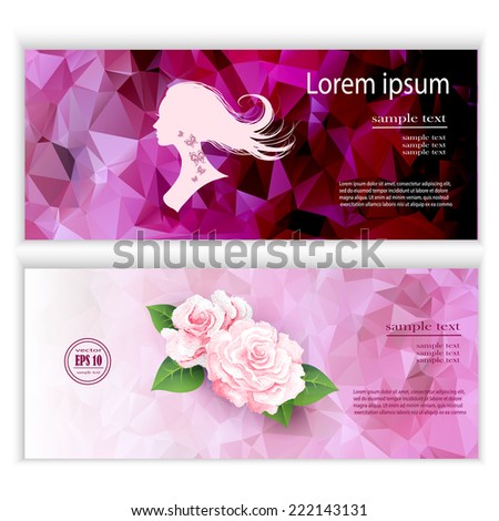 Silhouette of a girl on colorful floral decorated background for Happy Women's Day.