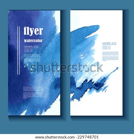 abstract watercolor style brochure design in blue
