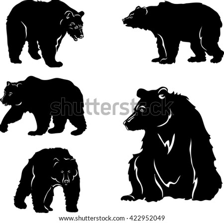 Illustration Bear Silhouettes Isolated On White Stock Vector 9343408 ...