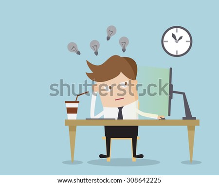 Businessman Working Office Vector Illustration Flat Stock Vector ...