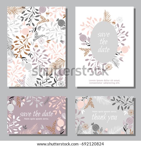vintage wedding invitation set design template with abstract leaves can be used for save the - Vintage Wedding Invitation vintage wedding invitation set design template with abstract leaves can be used for save the - Vintage Wedding Invitation