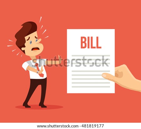 Shocked Man Character Received Bill Vector Stock Vector 481819177 ...