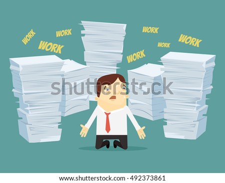 Stressful Business Man Office Many Stack Stock Vector 179099135 ...