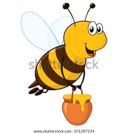 Vector Happy Cartoon Bee Flying Around Stock Vector 101287234 ...