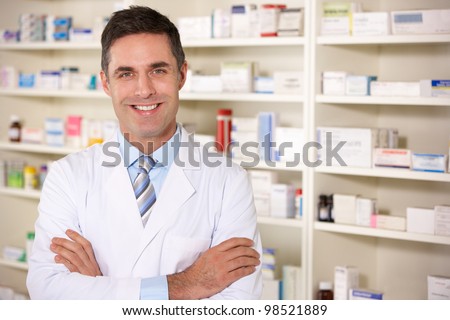 Portrait American pharmacist at work