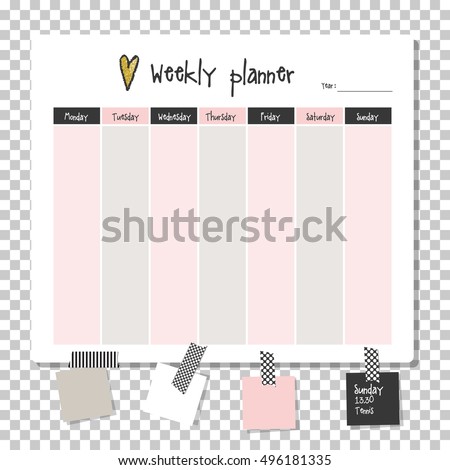 weekly planner template organizer schedule notes stock vector weekly planner template organizer schedule notes stock vector