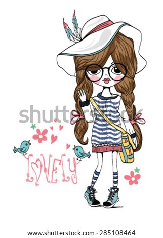 Cute Girls Tshirt Print Stock Vector 285108464 - Shutterstock