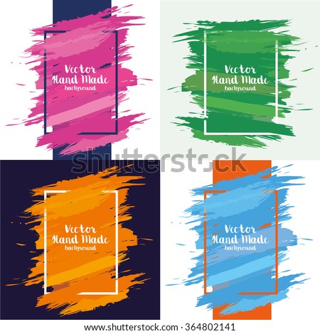 creative vector illustration set of frames with stains watercolor design elements